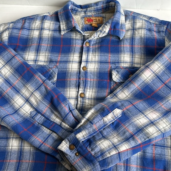 Field & Forest blue gray red plaid sherpa lined insulated snap flannel jacket - Picture 16 of 16